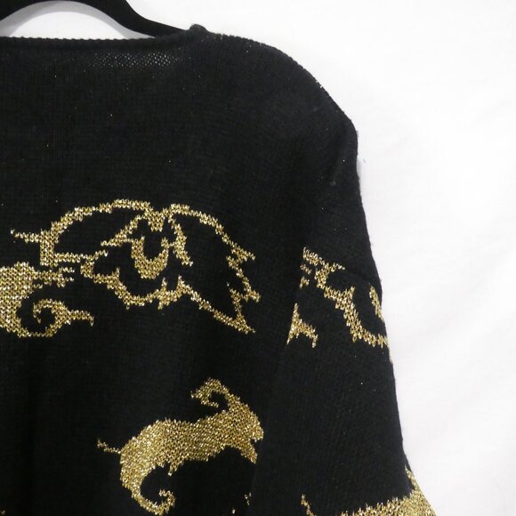 Made In Korea | size 42 | Black Sweater With Gold Front and Back Design | GUC - Picture 11 of 14